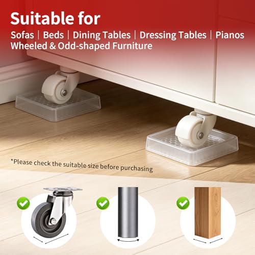 Image of Ezprotekt Non Slip Furniture Pads, 16 Pcs 2 inch Rubber Caster Cups, Anti Skid Furniture Coasters for Hardwood Floors, No Slide Furniture Gripper, Floor Protector for Bed Couch Furniture Stoppers (Clear)