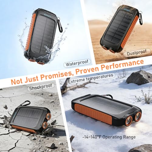Solar Power Bank 20000mAh with USB-C, Portable Charger for Travel Camping - Image 5