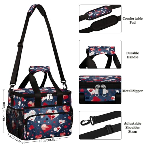 Hearts Insulated Picnic Backpack Lunch Box for Women Men Picnic Basket Tote Lunch Bag Picnic Bag Portable Lunch Bags for Picnic, Beach, Work, Trip,Office, Camp Cute Hearts