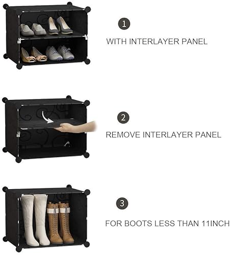 Miniatura 8 de KOUSI Organizador portátil para zapatos, 24 pares, estante de torre, soporte de gabinete de almacenamiento expandible para tacones, botas, pantuflas