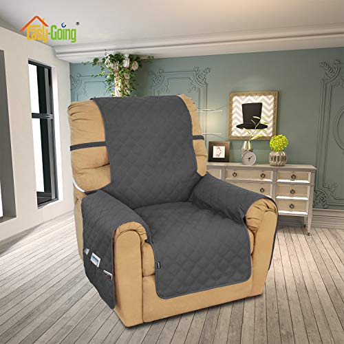 Image of Easy-Going Sofa Slipcover Waterproof Recliner Chair Cover Non-Slip Fabric Couch Cover for Living Room Washable Furniture Protector for Pets Kids Children Dog Cat (Recliner, Dark Gray)