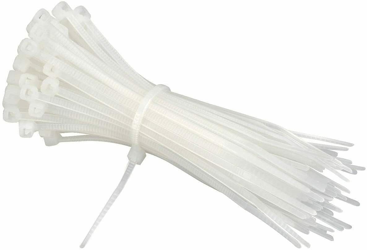 20 Fascette Fermacavo In Nylon Bianco 7,2 X 350 Mm - Per Organizzare E Fissare Cavi In Casa E Ufficio