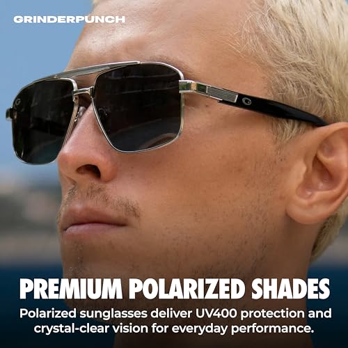 Image of grinderPUNCH Polarized Aviator Sunglasses Men Women Retro Vintage Square Pilot Sun Glasses UV400 Protection
