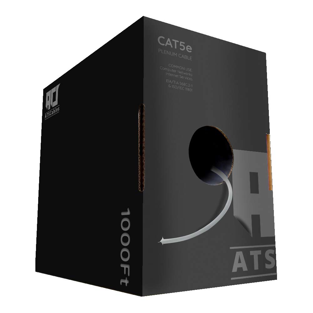 350MHz CAT5E Plenum 1000FT 24AWG Solid Network Cable UTP (Gray)