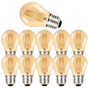MZYOYO Set van 10 E27 G45 led 4 W vintage amber-gloeilampen, warm wit, vintage gloeilampen, gloeilamp, 2700 K, warmwit…