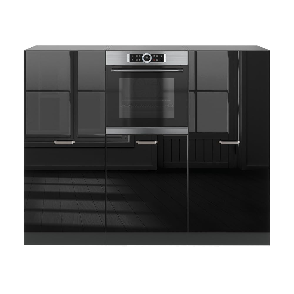 Vicco Cucine componibili piccole R-Line, Nero lucido/antracite, 180 cm