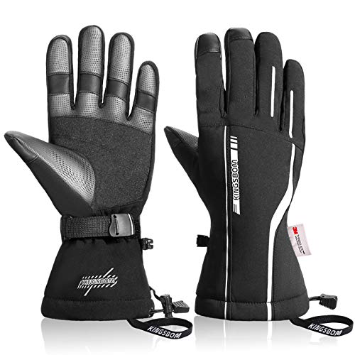 KINGSBOM Waterproof Ski & Snow Gloves, 3M Thinsulate Winter Warm Touch Screen Snowboard Gloves for Men & Women (X-Large)