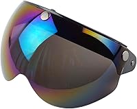 Vista 7 de VCOROS Casco universal para motocicleta, estilo piloto retro, estándar, con 3 botones a presión, visera abatible y abierta, protector de media cara