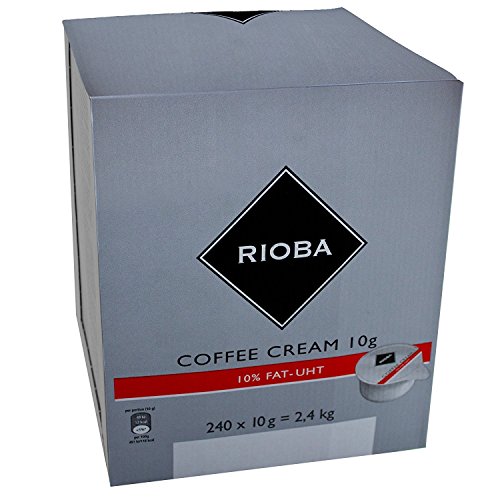Rioba Coffee Cream, Panna da Caffè 10% di grassi, Ultrapastorizzato 240 pezzi da 10 G, 2.4 kg