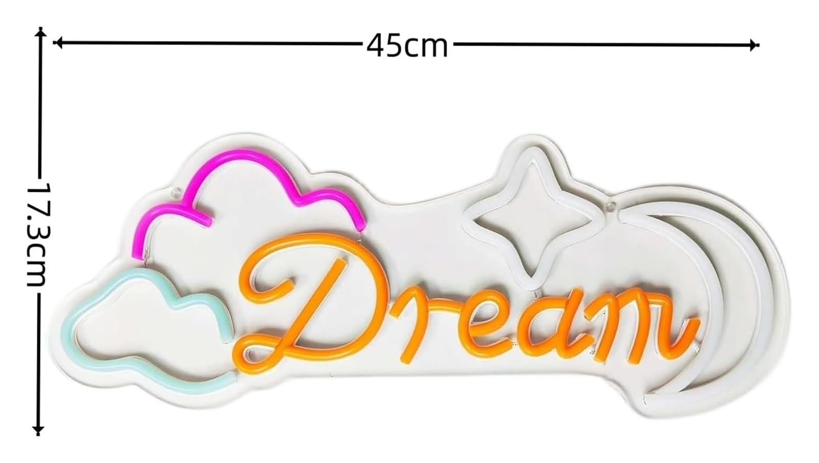 Letrero luminoso de neón "Dulces Sueños" con forma nube, para decorar paredes dormitorios, bodas, 17,3cm×45cm(A)