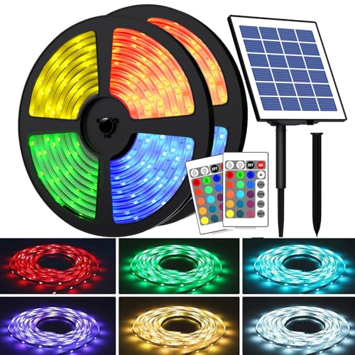 Cinta LED Solar Exterior Multicolor 10M 300 LEDs RGB Pack 2 miniatura 1