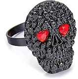 Halatool Set of 8 Black Skull with Red Heart Eyes Halloween Napkin Rings for Dining Table- Holiday N