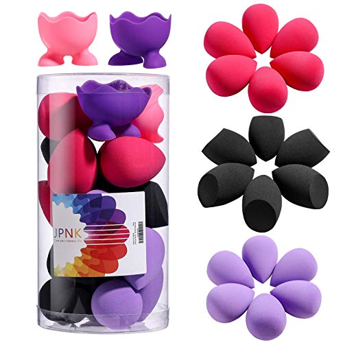 JPNK Makeup Sponges 18 Pcs Set-3 Colors Beauty Sponge Foundation Blending Latex-free Sponge with 2 Pcs Egg Sponge Blending Holder Stand,Flawless for Liquid & Creams & Powers