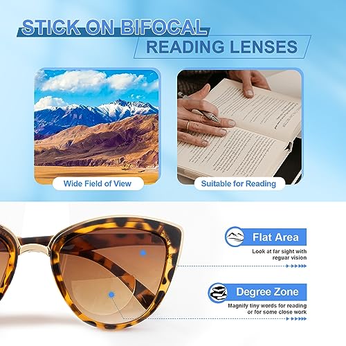 Image of OKH Stick-on Bifocal Lenses, Convert Sunglasses, Goggles, or Glasses into Magnified Readers, Reusable, No Water Needed