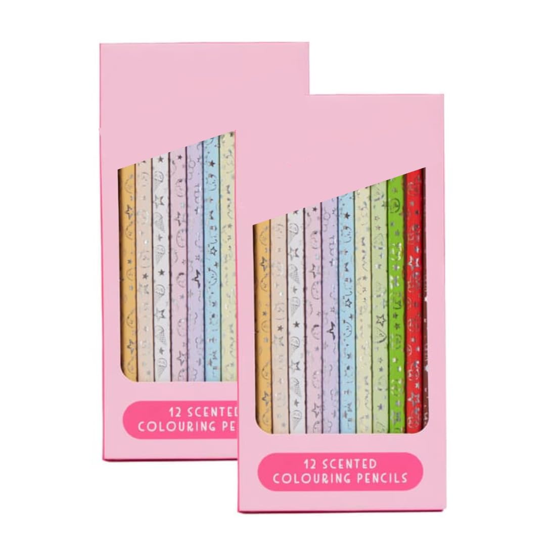 Scented Colouring Pencils 12 Pack x2 – Fun Fragrant Colouring Set for Kids & Craft Lovers