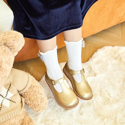 Image of GINFIVE Toddler Girls Dress Shoes Little Kids Flats School Mary Janes Shoes