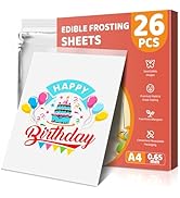 FURWEY 26 Count Edible Paper A4 11.7" x 8.3"Frosting Sheets Icing Sheets for Edible Printer Sugar...