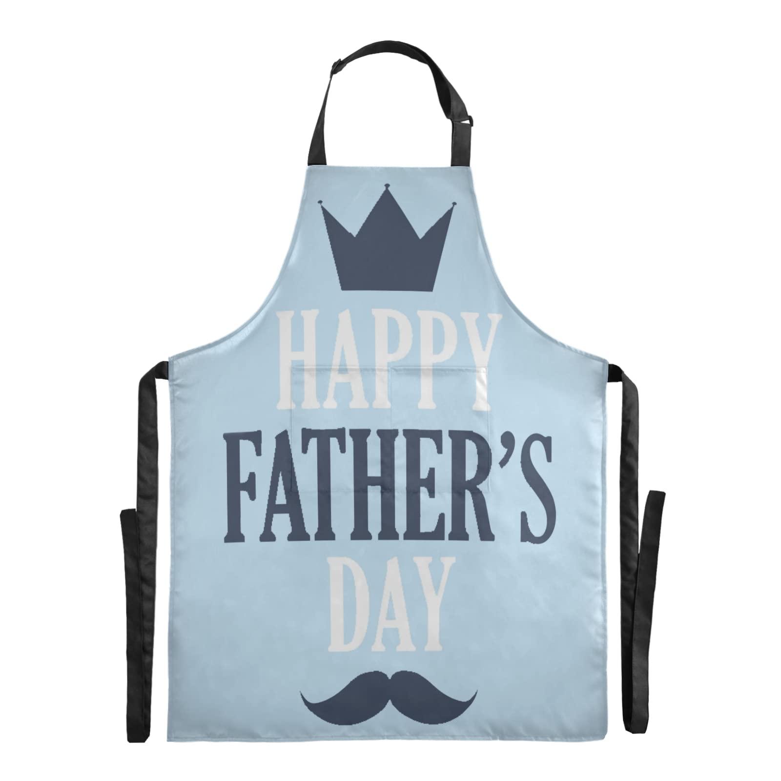 Happy Fater's Day Bib Apron Crown Honor Cooking Kitchen Aprons With Adjustable Straps And 2 Pockets Water Oil Stain Resistant For BBQ Drawing Women Men Chef, Multicolor, unisex-adult
