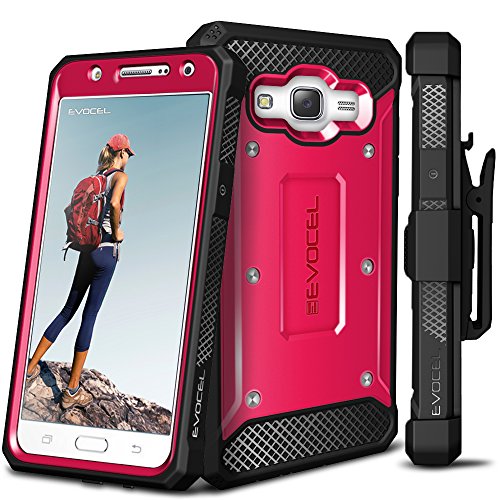 Evocel Galaxy J7 (2015) Case, [Explorer Series] Premium Full Body Case with Rugged Belt Clip Holster for Samsung Galaxy J7 (J700), Pink (EVO-SAMJ7-ZZ05)