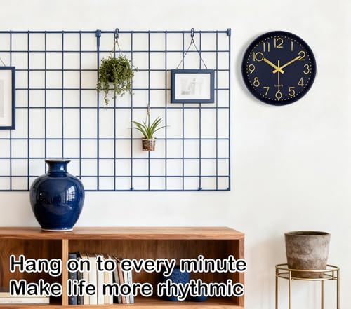 Image of Modern Silent Wall Clock, 12 Inch Wall Clocks Battery Operated Large Number, Non-Ticking Analog Clock with Tempered Glass Quartz Clocks for Living Room Bedroom Office Kitchen, Navy Blue