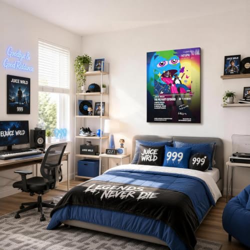 Image of Juice WRLD Canvas Wall Art, Rapper Collage Poster Print, Hip Hop Music Artwork for Bedroom Studio Gaming Room Decor, Vibrant Album Cover Picture Print Framed Music Wall Painting 11X14