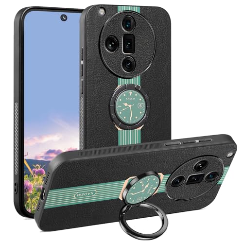 Coque Oppo Find X7 Ultra en cuir durable vert et silicone noir résistant