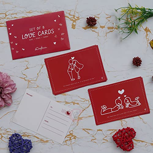 eCraftIndia Set of 8 Love Greeting Cards| Hugs Kisses Cuddle| Gre...
