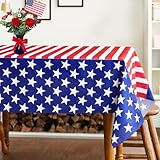 3 Pack Patriotic Tablecloth 4th of July Tablecloth Disposable Plastic American Flag Tablecloth Table Covers for Patriotic Decorations Independence Day, Flag Day, Memorial, Veterans (54 x 108 Inches)