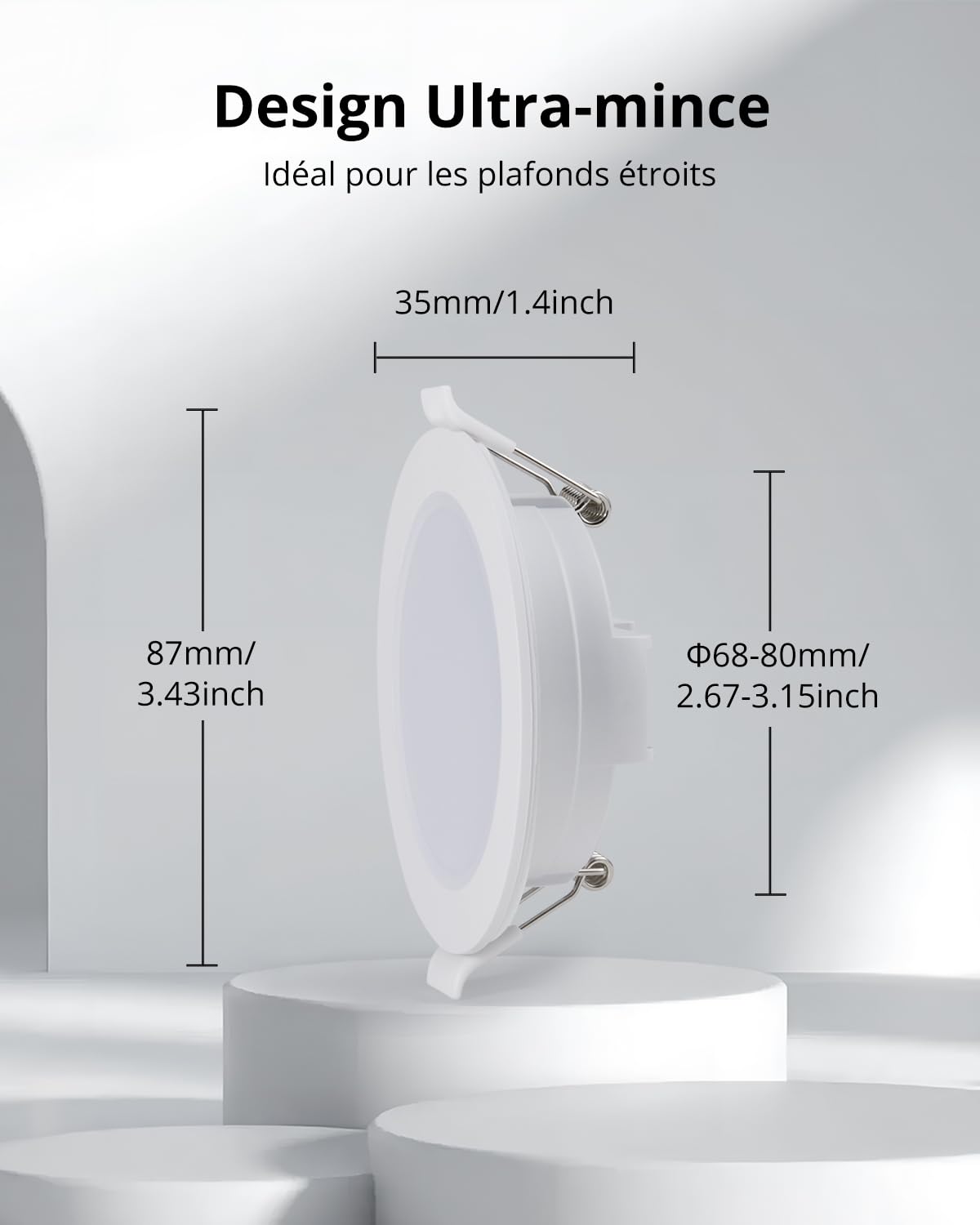 Lot De 20 Spots LED Encastrables IP65 Salle De Bain - 5W 4000K Blanc Neutre Extra Plat 35mm