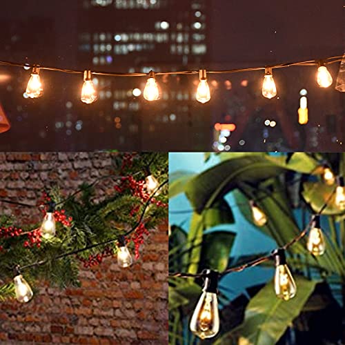Sunsgne 10Ft Outdoor Patio String Lights With 11 Edison Bulbs (1 Spare), Vintage Edison Bulb String Lights For Patio Garden Backyard Porch Bistro Umbrella Party, 7 Watt E12 Base, Black Wire #TOP6