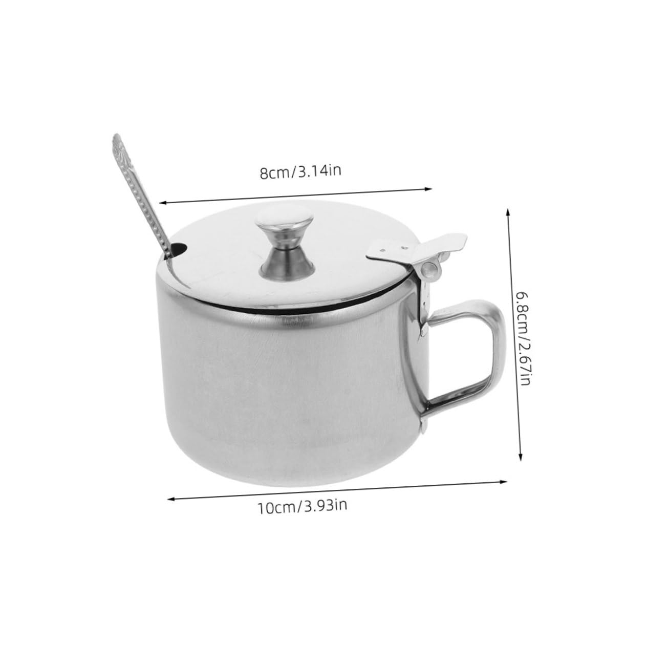 STOBAZA Set of 3 Stainless Steel Sugar Dishes Lids Spoons Salt Pepper Bowls Kitchen Counter Organizers