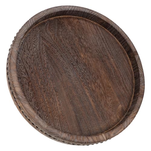 Bandeja redonda de madera con cuentas vintage Zerodeko para mesas 2