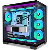 FOIFKIN PCケース - プリインストール済み 6 PWM ARGB ファン、ATX ミッドタワー ゲーミング PC ケース、270° パノラマ ガラス、Type-C 付き (ブラック, F600)