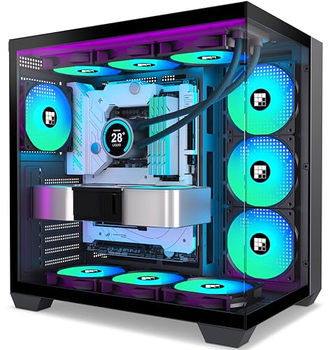 FOIFKIN F600 PC Case - Pre-Installed 7 PWM ARGB Fan, ATX Mid-Tower Gaming PC Case, 270° Panoramic Glass with Type-C, FOIFKIN (Black, F600)