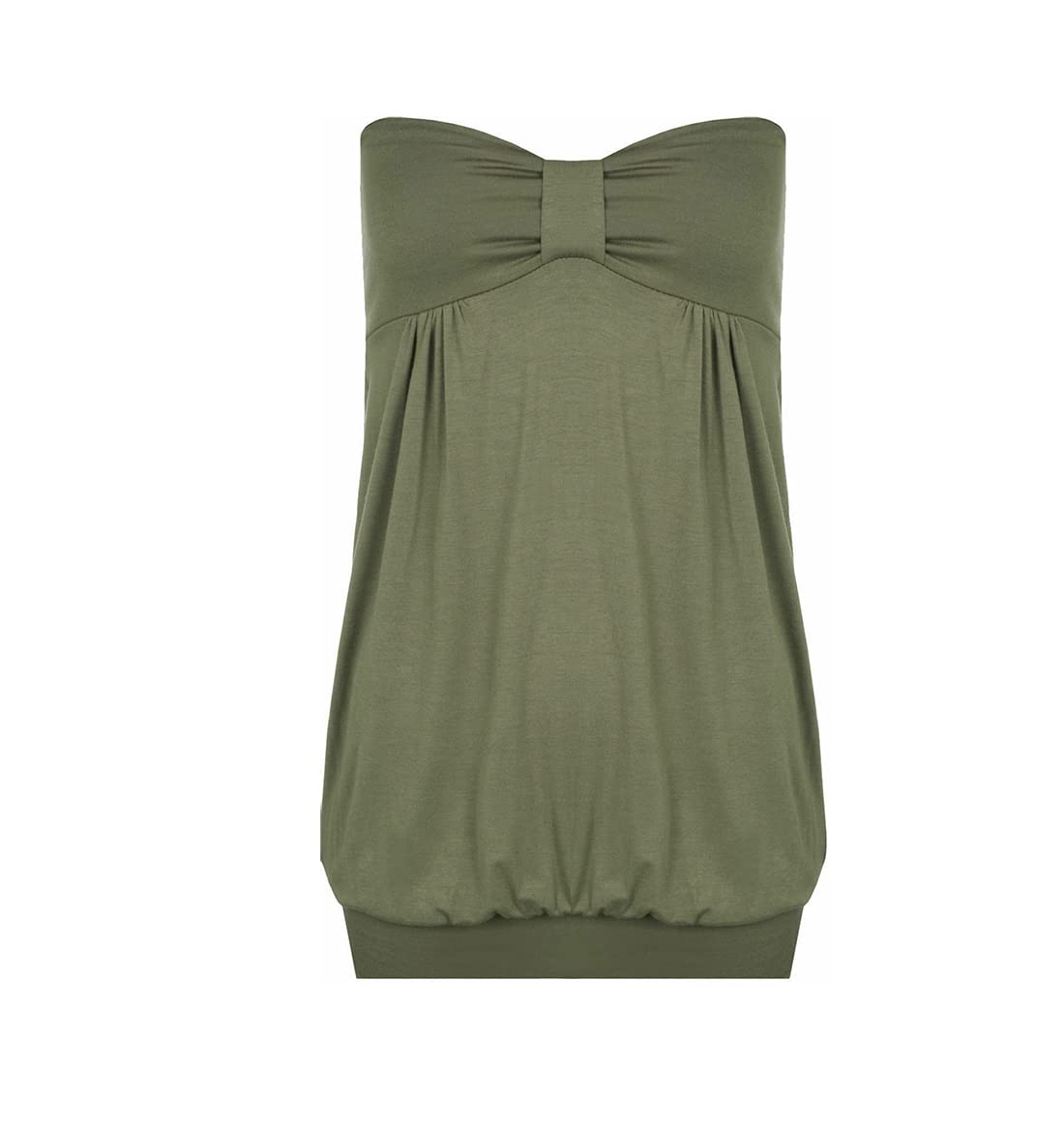 Womens Plain Strapless Front Knot Boob Tube Top Ladies Casual Bandeau Boob Tube Vest Top Khaki
