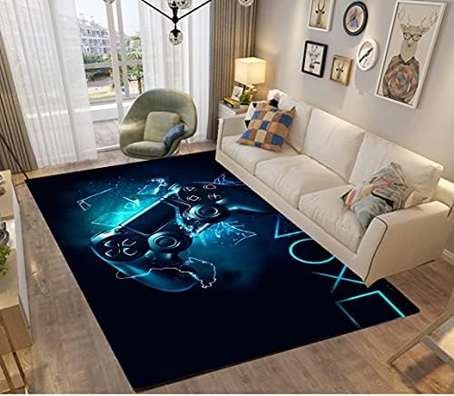 PEIHUODAN 3D Carpets for Bedrooms Teenager Boy Kids Men Galaxy Gamepad Gaming Gamer Anime Bed Rugs Bedroom Living Room Decorations Floor Indoor Area Rugs Washable Non-Slip Rugs Pads (80x160 cm,black)
