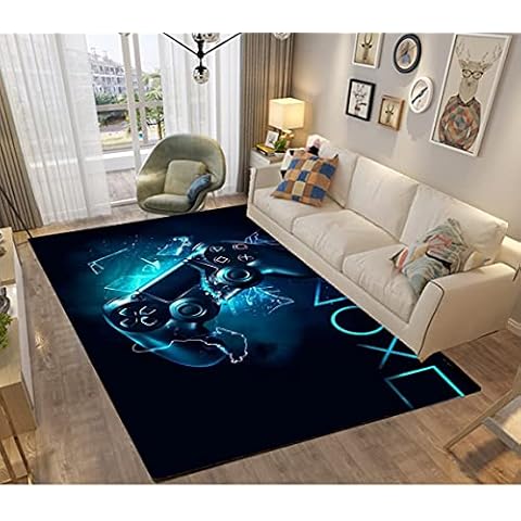 3D Carpets for Bedrooms Teenager Boy Kids Men Galaxy Gamepad Gaming Gamer Anime Bed Rugs Bedroom Living Room Decorations Floor Indoor Area Rugs Washable Non-Slip Rugs Pads (140x180 cm,black) Cover
