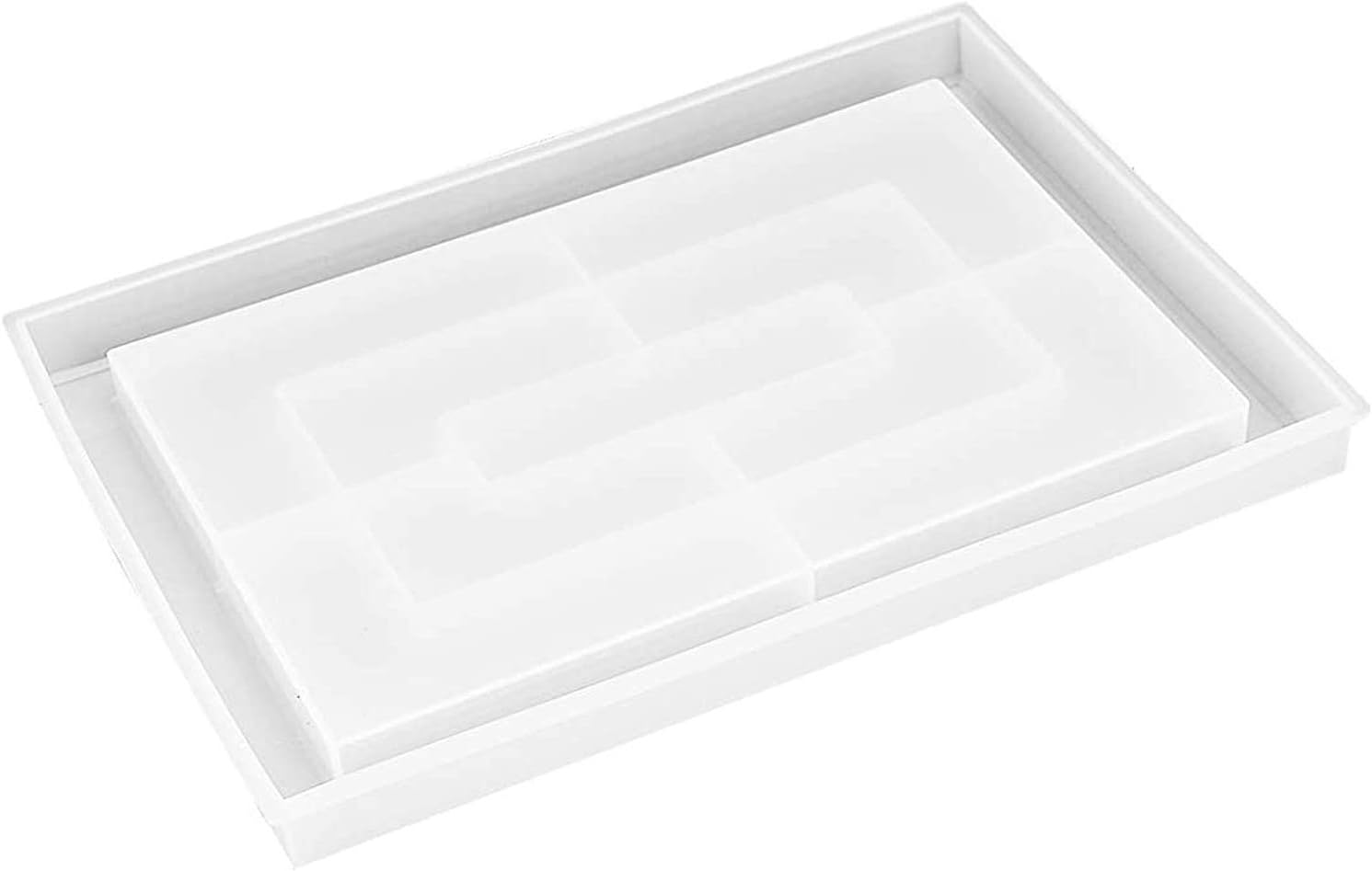 BOKIE - Molde, de resina epoxi de silicona, grande, con bordes, para bandeja rectangular con ruedas