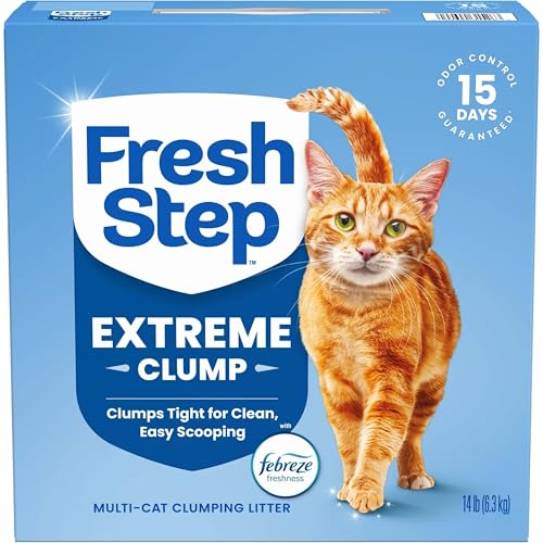 Fresh Step Extreme Clumping Litter With Febreze Freshness, Mountain Spring Scent Clumping Cat Litter With Guaranteed Odor Control, 14 lb. Box