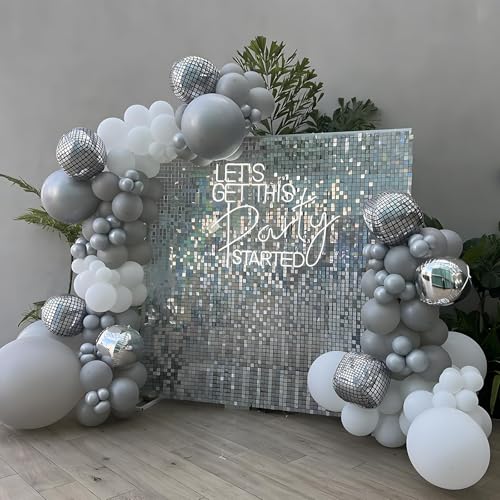 Image of 12PCS Disco Ball Round Foil Balloons 22 inch 15 inch 10 inch Large Mylar Balloons