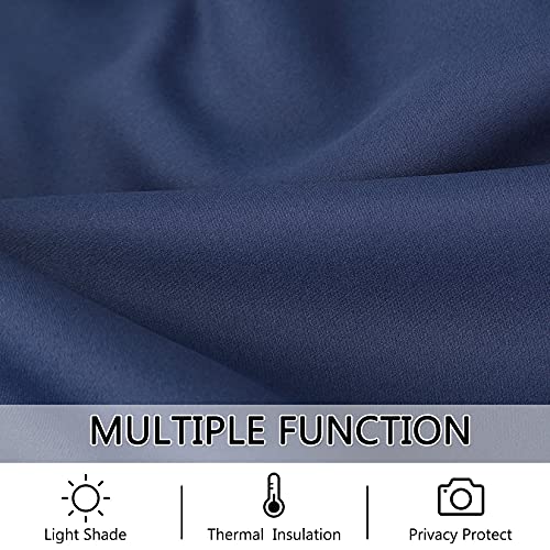 LinTimes Blackout Short Curtains 45 Inches Long for Bathroom Set 2 Panels Rod Pocket Cafe Tier Curtains Light Blocking Blackout Room Darkening Camper Curtains for Small Windows Kitchen Navy Blue - Image 4