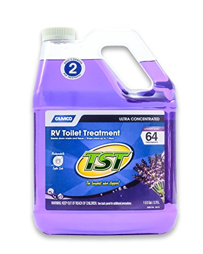 Camco TST MAX RV Toilet Treatment 1-Gallon - Control Unwanted RV Sewer Odors & Break Down Waste and RV Toilet Paper - Biodegradable Septic Safe Formula - Lavender Scent (41557)
