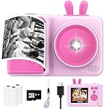 Kids Camera Instant Print,1080P Kids Instant Toddler Camera for Kids That Print Photos, Christmas Birthday Gifts for Girls Age 3-12, Camera Toy for 3 4 5 6 7 8 9 10 Year Old Boys SD Card (Pink)