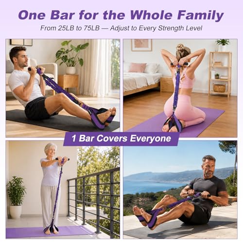Image of Foot Pedal Resistance Band with Handle, Upgrade Full Body Workout for Men & Women, Core Abs Legs Glutes Arms, Pilates Strength Training Home Gym Equipment
