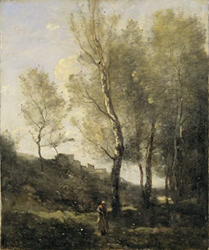 Peinture murale Paysage peupliers de Corot 60x90cm pour salon