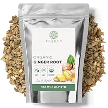 Elanen Naturals Organic Dried Ginger Root 1 lb. 16 oz., USDA Certified Organic Dry Ginger Root Spice, Cut & Sifted