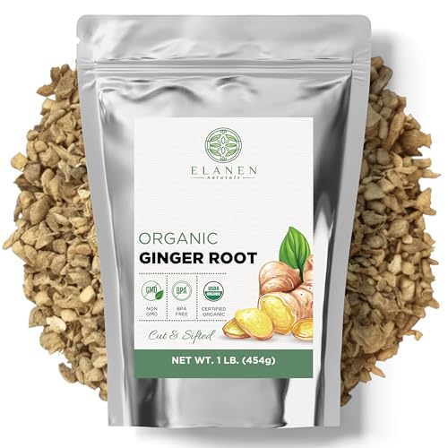Elanen Naturals Organic Dried Ginger Root 1 lb. (16 oz.), USDA Ce...