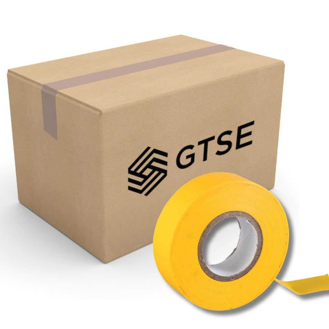 GTSE Yellow Electrical Tape, 19mm x 20m, Bulk Box of 50 Rolls, Strong Self-Adhesive PVC Insulation Tape for Insulating, Repairing and Protecting Electrical
