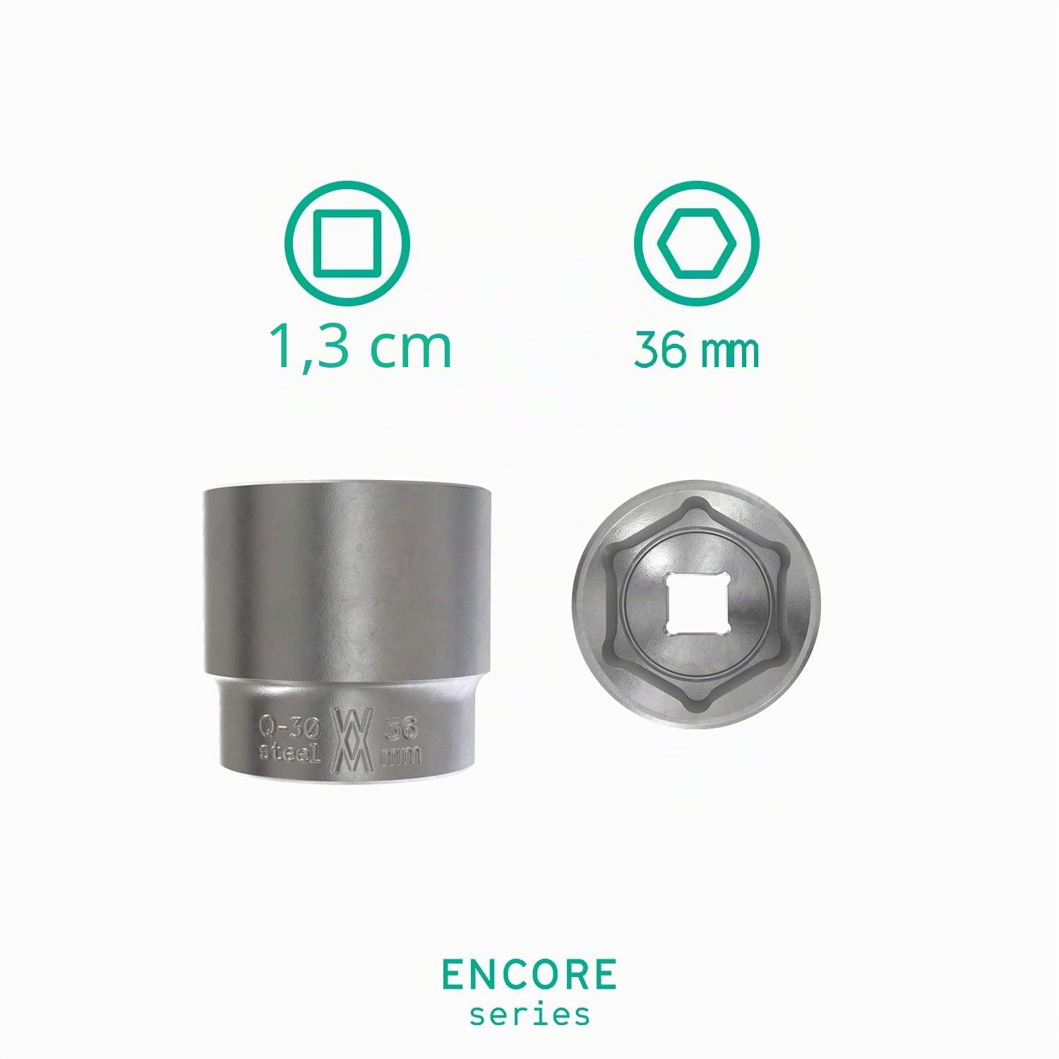 Chiave a bussola esagonale da 36 mm con attacco da 1/2″ WIESEMANN 1893 | bussola esagonale da 12,5 mm (1/2″) | lega acciaio CV cromato | 80805