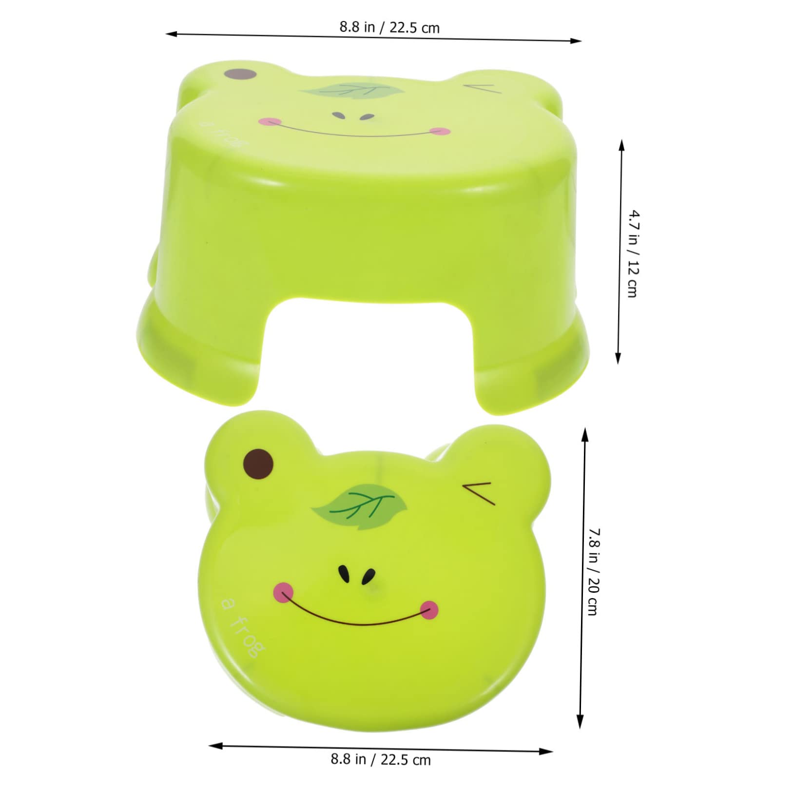 Sgabello per Ragazzo Ragazza in Plastica, Antiscivolo e Leggero, Design a Cartoni Animati Verde, per Bagno e Salotto, Facile da Spostare